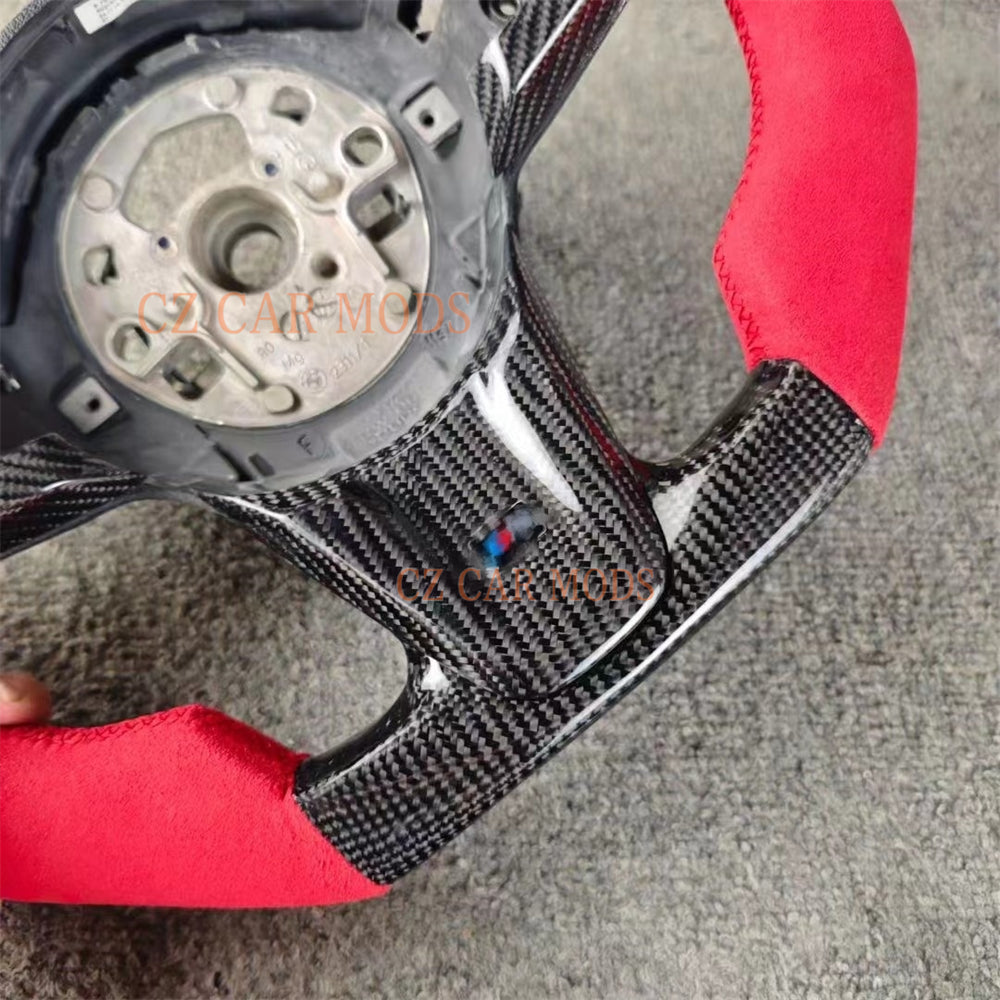 Custom Red Alcantara Carbon Fiber Steering Wheel Auto Accessory Original Steering Wheel Remanufactured For 2009 2010 2011 2012 2013 2014 2015 2016 BMW Z4 E86
