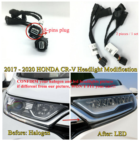 Adapter Wire Harness for 2017 2018 2019 Honda CR-V 8 pins headlights halogen to led modified