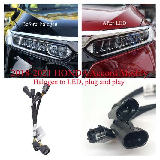 Adapter Wire Harness For 2019 2020 2021 HONDA ACCORD Car Headlight Modification  Halogen to led Conversion Kit Honda Accord 10th gen mods